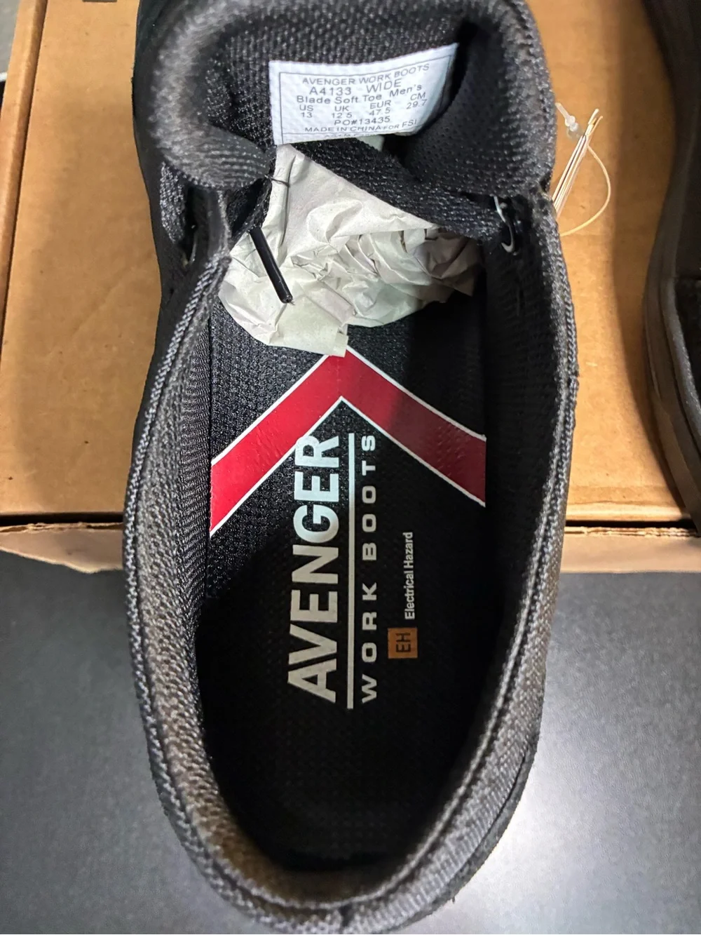 NEW Avenger Blade 3 Eye Soft Toe Work Boots Men’s Size 13 EE Wide All Black NWT